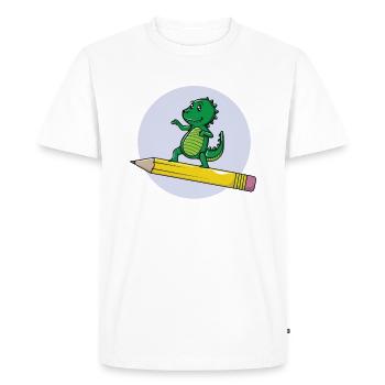 Schooling Dino pencil - Men's Premium Organic T-Shirt - white - Front - Nico (187cm)