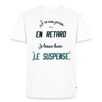 Je ne suis jamais en retard - T-shirt Premium bio Homme - blanc - Devant - Nico (187cm)