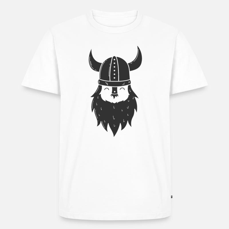 Wikinger mit Vollbart und Wikingerhelm - Männer Premium Bio T-Shirt - Weiß