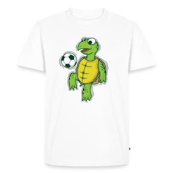 Turtle plays and loves football - Men's Premium Organic T-Shirt - white - Front - Nico (187cm)