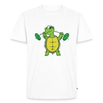 Turtle loves fitness and lifting weights - Men's Premium Organic T-Shirt - white - Front - Nico (187cm)