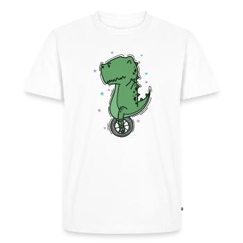 Dino on a Unicycle Dinosaur Reptile - Men's Premium Organic T-Shirt - white - Front - Nico (187cm)