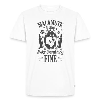 Le Malamute et le vin rendent tout bien - T-shirt Premium bio Homme - blanc - Devant - Nico (187cm)