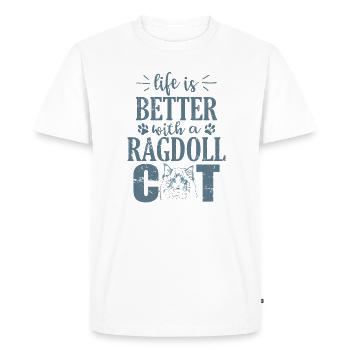 La vie est meilleure avec un chat Ragdoll Chat domestique - T-shirt Premium bio Homme - blanc - Devant - Nico (187cm)