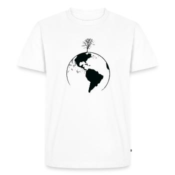 Planet Earth with a tree nature leaves - Men's Premium Organic T-Shirt - white - Front - Nico (187cm)