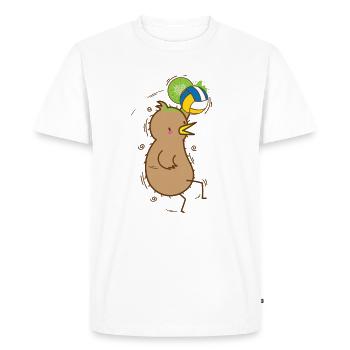 Kiwi joue au volley-ball oiseau et aux fruits - T-shirt Premium bio Homme - blanc - Devant - Nico (187cm)