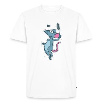 Rat Playing Badminton Rodent - Men's Premium Organic T-Shirt - white - Front - Nico (187cm)
