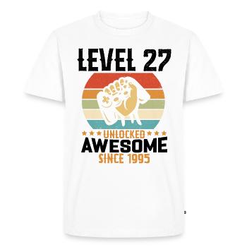 Level 27 Year Unlocked Gaming Birthday Gift - Men's Premium Organic T-Shirt - white - Front - Nico (187cm)
