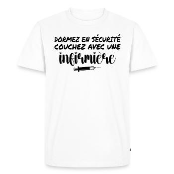 Dormez En Sécurité Couchez Avec Une Infirmière - T-shirt Premium bio Homme - blanc - Devant - Nico (187cm)