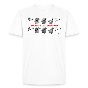 50 years birthday fifty fuffy 50th anniversary 50 - Men's Premium Organic T-Shirt - white - Front - Nico (187cm)