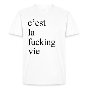 C’est la putain de vie - T-shirt Premium bio Homme - blanc - Devant - Nico (187cm)