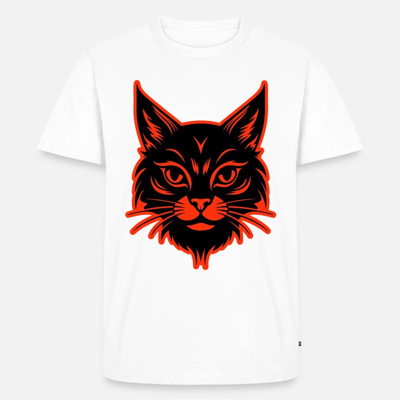 Katze Kopf - Männer Premium Bio T-Shirt - Weiß