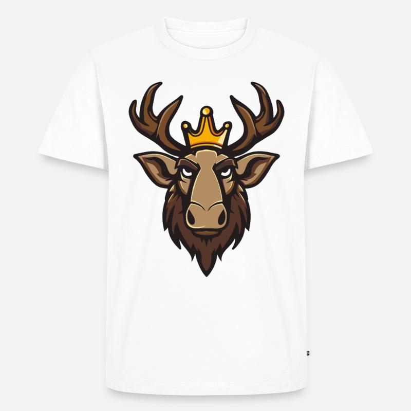 Elch Kopf Krone - Männer Premium Bio T-Shirt - Weiß