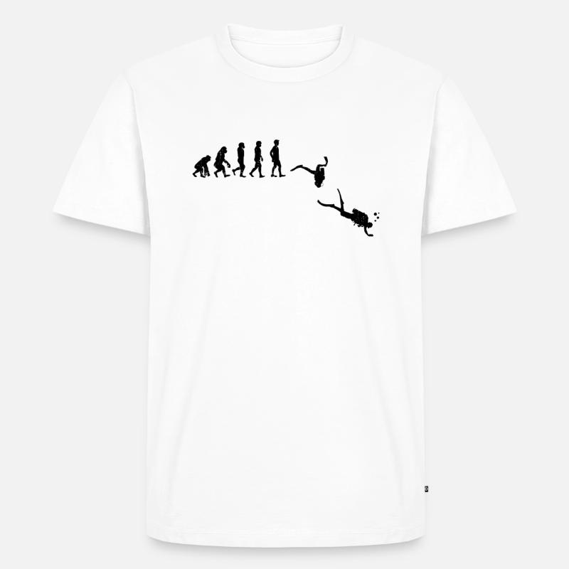 Evolution Taucher - Männer Premium Bio T-Shirt - Weiß