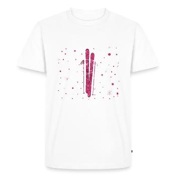 Ski skieur rose ski pôle de ski femme - T-shirt Premium bio Homme - blanc - Devant - Nico (187cm)