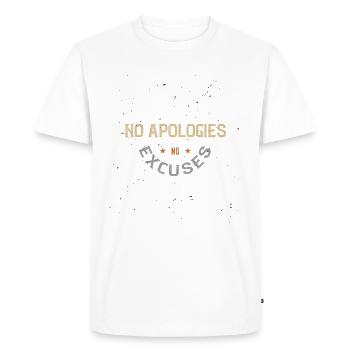 MOTTO : No apologies No excuses - T-shirt Premium bio Homme - blanc - Devant - Nico (187cm)