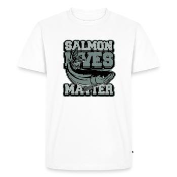 La vie du saumon compte – Pêche au saumon - T-shirt Premium bio Homme - blanc - Devant - Nico (187cm)