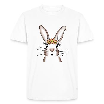 Häsin avec couronne de fleurs - T-shirt Premium bio Homme - blanc - Devant - Nico (187cm)