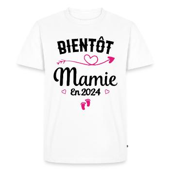 Bientôt future Mamie 2024 - T-shirt Premium bio Homme - blanc - Devant - Nico (187cm)
