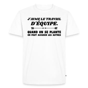 travail d'équipe - T-shirt Premium bio Homme - blanc - Devant - Nico (187cm)