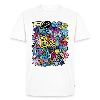 Be happy doodle monster - Men's Premium Organic T-Shirt - white - Front - Nico (187cm)