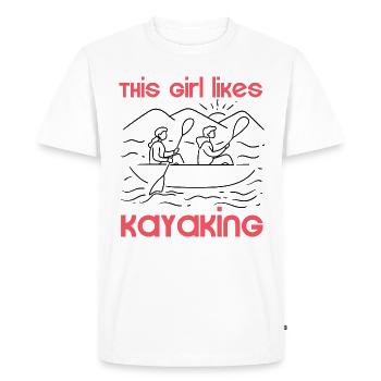 Une fille aime le kayak, le kayak d'eau vive, le - T-shirt Premium bio Homme - blanc - Devant - Nico (187cm)