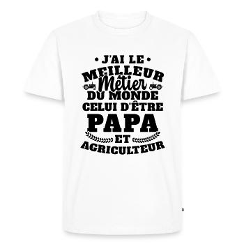 Humour Papa Tracteur Agriculteur Fermier - T-shirt Premium bio Homme - blanc - Devant - Nico (187cm)