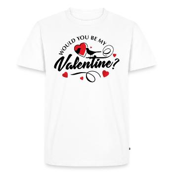 Wanna Be My Valentine? Valentine's Day Amour - T-shirt Premium bio Homme - blanc - Devant - Nico (187cm)