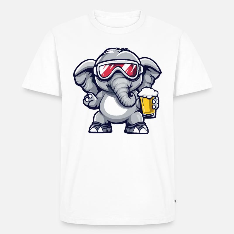 Elefant Apres Ski Bier - Männer Premium Bio T-Shirt - Weiß