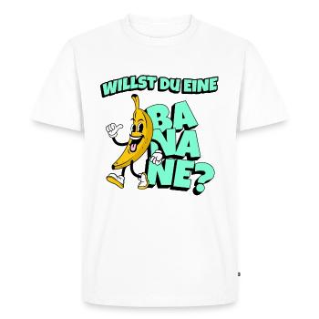 Voulez-vous une banane ? - T-shirt Premium bio Homme - blanc - Devant - Nico (187cm)