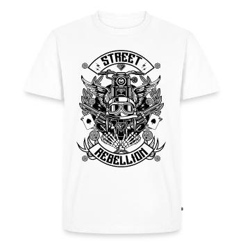 shirt moto - Rue Rebellion (tricolore) - T-shirt Premium bio Homme - blanc - Devant - Nico (187cm)