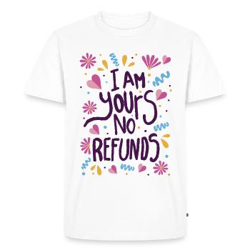 Je suis à vous Aucun remboursement - T-shirt Premium bio Homme - blanc - Devant - Nico (187cm)