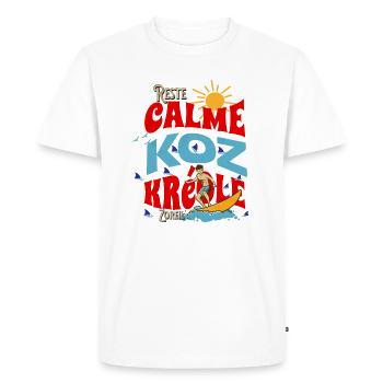 Reste Calme Koz Créole - T-shirt Premium bio Homme - blanc - Devant - Nico (187cm)