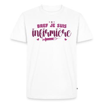 Bref Je Suis Infirmière - T-shirt Premium bio Homme - blanc - Devant - Nico (187cm)