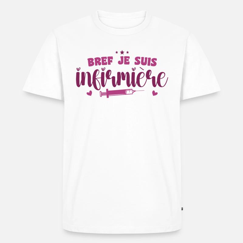 Kurz gesagt, ich bin Krankenschwester - Männer Premium Bio T-Shirt - Weiß