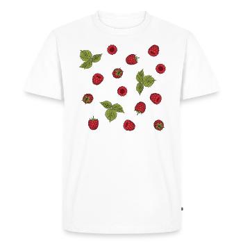 Pour les amateurs de framboise : délicieux motifs de framboise - T-shirt Premium bio Homme - blanc - Devant - Nico (187cm)
