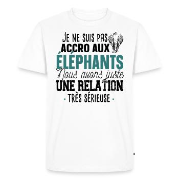 Éléphant Animal Cadeau Humour Safari Trompe Dumbo - T-shirt Premium bio Homme - blanc - Devant - Nico (187cm)