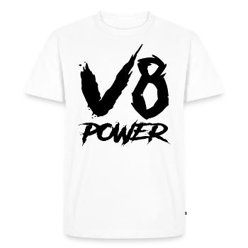 Puissance du V8 - T-shirt Premium bio Homme - blanc - Devant - Nico (187cm)