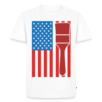 Painter USA Flag - Men's Premium Organic T-Shirt - white - Front - Nico (187cm)