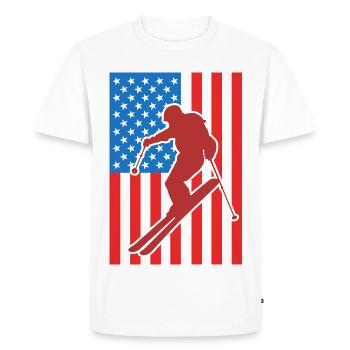 Skiing USA Flag - Men's Premium Organic T-Shirt - white - Front - Nico (187cm)