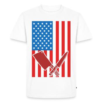 Drapeau des États-Unis de boucher - T-shirt Premium bio Homme - blanc - Devant - Nico (187cm)