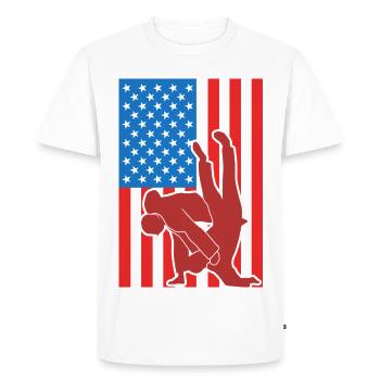 Combattant de judo patriotique - T-shirt Premium bio Homme - blanc - Devant - Nico (187cm)