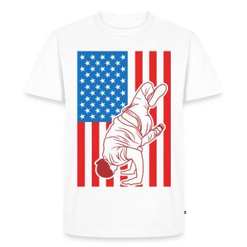 Breakdance USA Flag - Men's Premium Organic T-Shirt - white - Front - Nico (187cm)