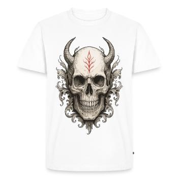 Crâne cornu runique cramoisi - T-shirt Premium bio Homme - blanc - Devant - Nico (187cm)