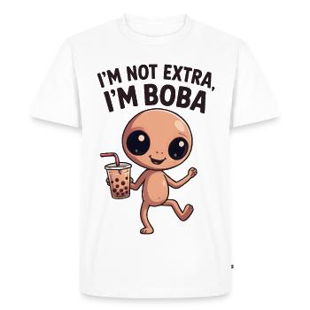 Boba Charm: Not Extra, Just Smile - Men's Premium Organic T-Shirt - white - Front - Nico (187cm)