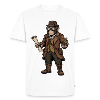 Monkey Explorer Steampunk Retro Adventure - Men's Premium Organic T-Shirt - white - Front - Nico (187cm)