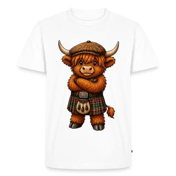 Bétail des Highlands avec kilt - T-shirt Premium bio Homme - blanc - Devant - Nico (187cm)