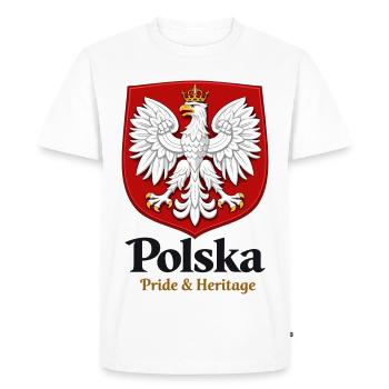 Polska Fierté & Patrimoine – T-shirt Pologne - T-shirt Premium bio Homme - blanc - Devant - Nico (187cm)