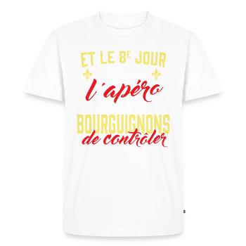 Bourguignon humour - T-shirt Premium bio Homme - blanc - Devant - Nico (187cm)