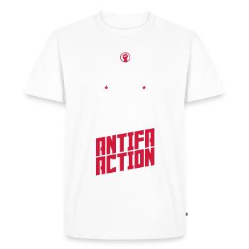 Action Antifa - Ninja - T-shirt Premium bio Homme - blanc - Devant - Nico (187cm)